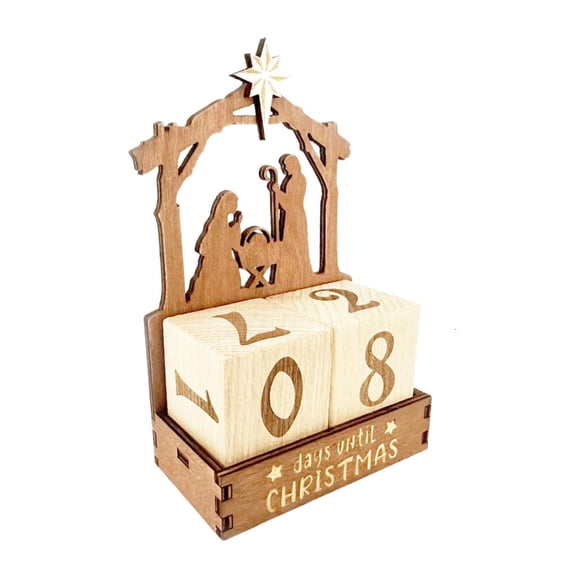 Tibvox Hristmas Countdown Wood Block Set,Christmas Advents Number Countdown Calendar