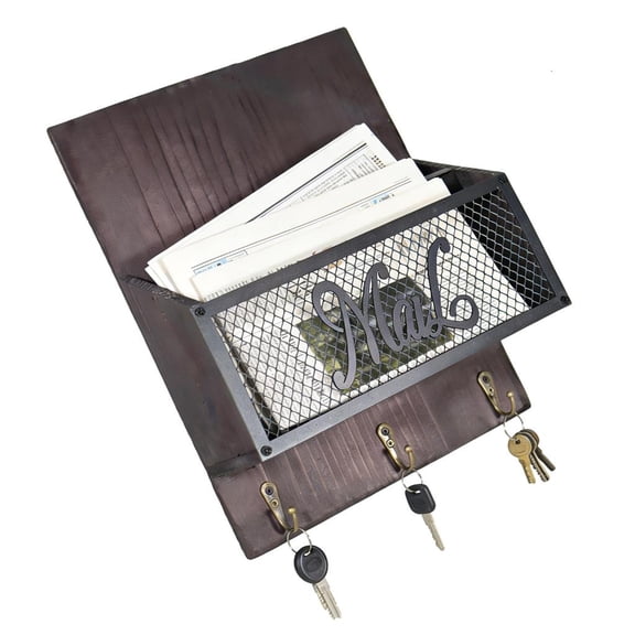 Tibvox Mail And Key Holder With Iron Mesh Front Panel And Rustics Wooden Frame Designs Entryway Storage Organizer