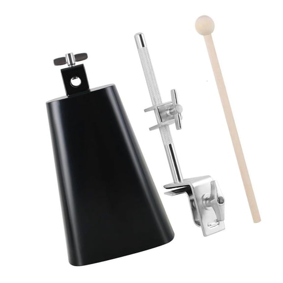 Tibvox Metal Percussion Cowbell Set with Z Shape Mount Rod for Classroom Rhythm Play