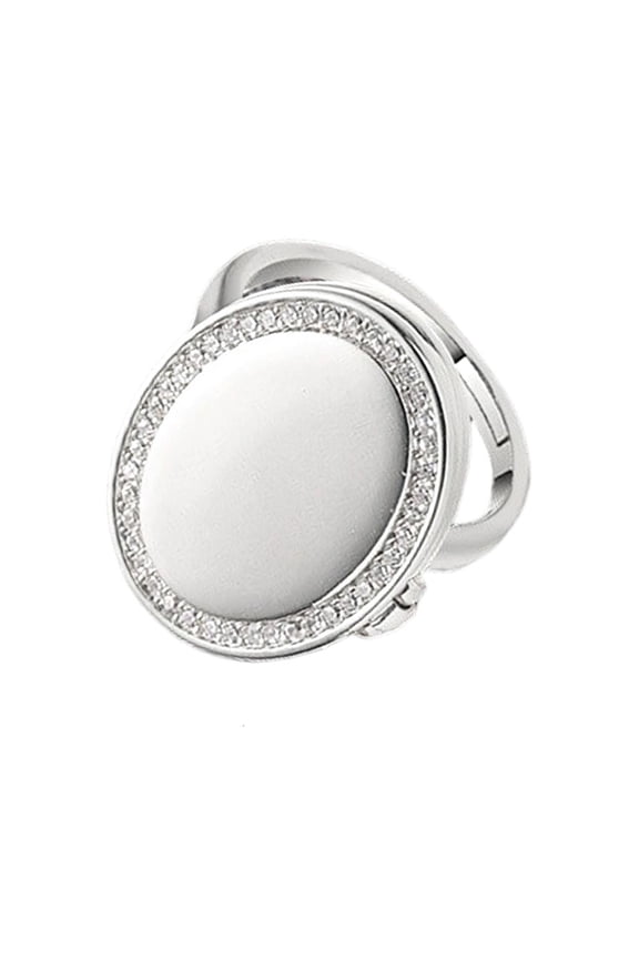 Tibvox Modern Geometric Locket Ring with Concealed Holder Adjustable Opening Finger Ring Copper Finger Accessories