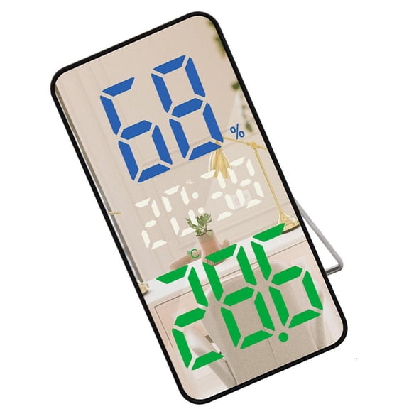 Tibvox Modern LED Clock with Adjustable Brightness, Digital Display of Weather Temperature, Black Case and Blue Digit
