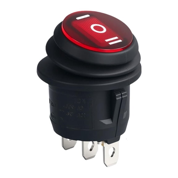 Tibvox Multifunction Round Rocker Switches 3 Pin 3 Position without Light Plastic Switches for Kitchen Appliances & Outdoor Equipment