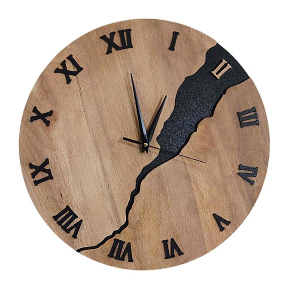 Tibvox Multipurpose Wood Wall Clock with Cracked Pattern Enhances Any Interior Decors