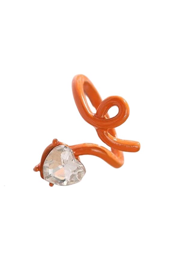 Tibvox Opening Rings Heart Rings Hand Jewelry Fashion Rings Alloy Texture Adjustable Rings Suitable for Fashion Enthusiasts