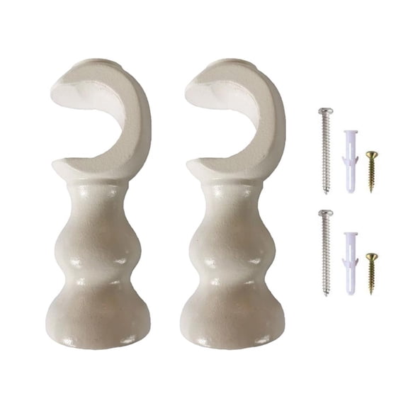 Tibvox Pair Solid Wood Curtain Rod Brackets Round Base Support for 28mm Window Rod