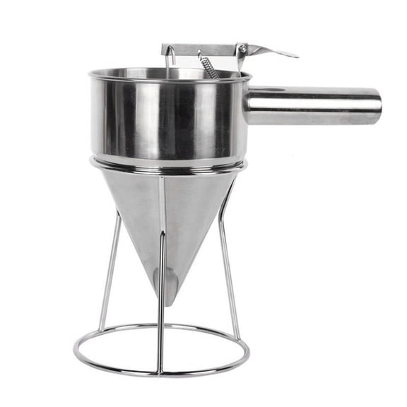 Tibvox Pancake Batter Dispenser Stainless Steel Funnel Cake Dispenser with Stand