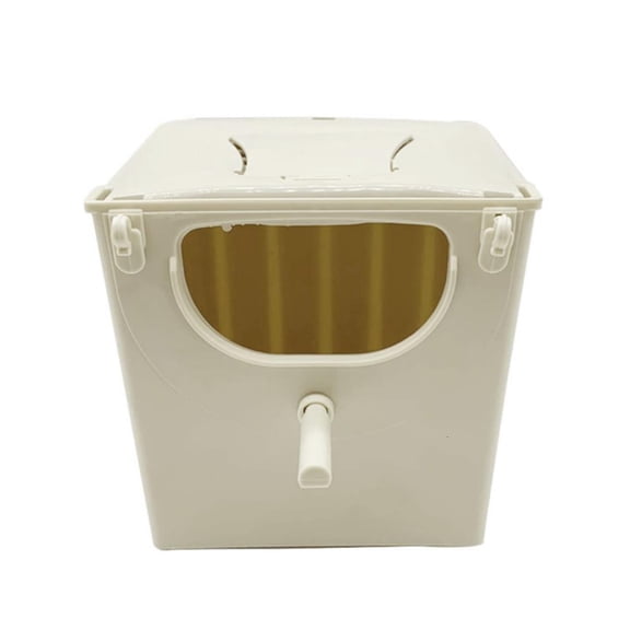 Tibvox Plastic Bird Breeding Box Parakeet Nesting Box Cage Hanging Bird Hut with Perch