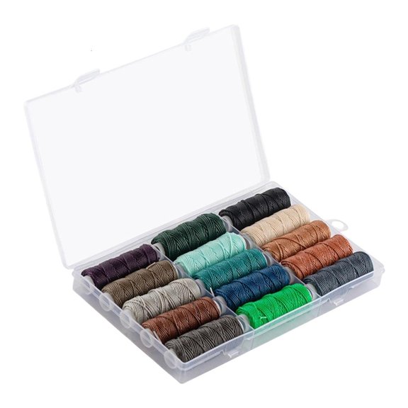 Tibvox Polyester Waxed Thread 12/15 Colors Handmade Bracelet Thread Bookbinding Thread