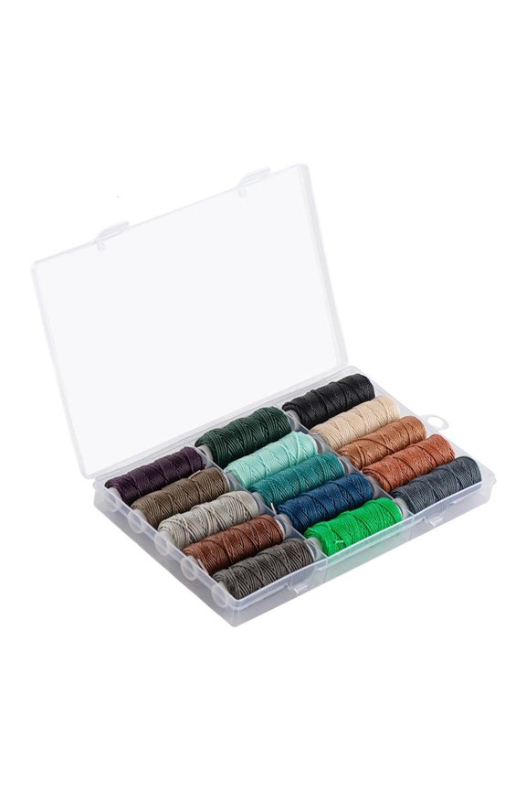 Tibvox Polyester Waxed Thread 12/15 Colors Handmade Bracelet Thread Bookbinding Thread