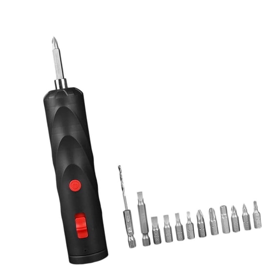 Tibvox Portable 3.7V Electric Screwdriver With 12 Piece Bit Set And Comfortable Nonslip Handle Household Power Tool Set