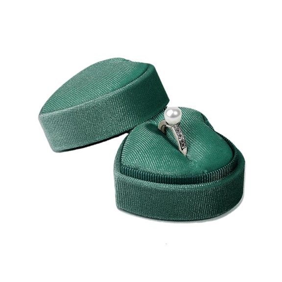 Tibvox Proposal Engagement Ring Box Heart Single Double Ring Box Flannelette Cases