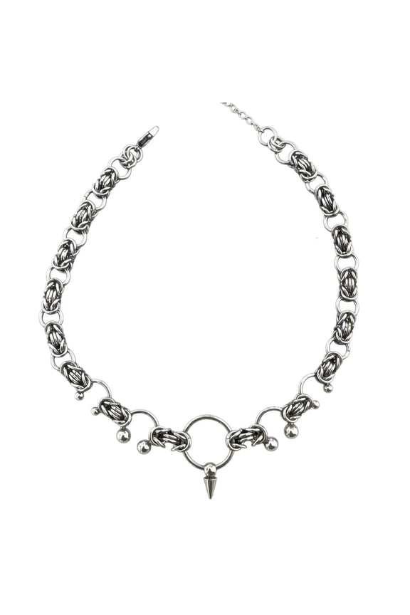Tibvox Punk Styles Stainless Steel Spiked Horseshoe Necklace Adjustable Chain For Music Festival And Daily Wear