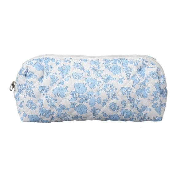 Tibvox Quilted Cosmetic Bag Flower Toiletry Case Large Capacity Cosmetic Organizer Bag