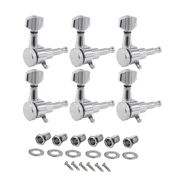 Tibvox Retro Inline Guitar Locking Tuners for ST TL Style Electric Guitar Parts, Chrome
