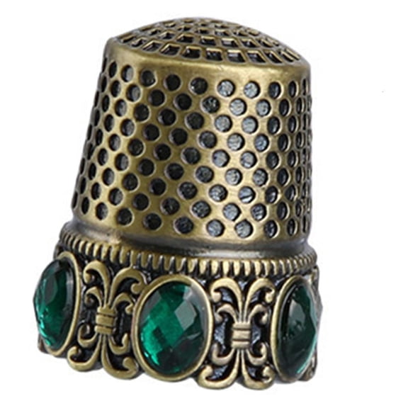 Tibvox Retro Rhinestones Thimble Portable Finger Protectors Guard for Embroidery Needlework Hand Quilting Dressmaking Project