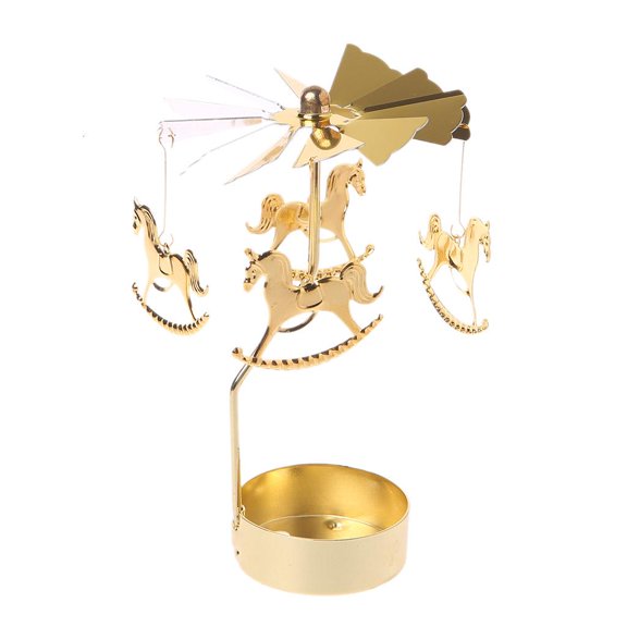 Tibvox Romantic Candlestick Rotating Spinning Carousel Tea Light Candle Holder Home