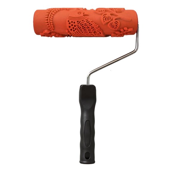 Tibvox Rubber Texture Paint Roller with Bird and Leaf Embossed Print, 7 Inch Wall Pattern Tool for DIY Paint Work and Feature Wall Projects