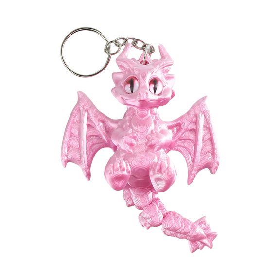 Tibvox Safe 3D Printed Plastic Western Dragon Keychain With Articulated Wing And Tail Key Holder For Play And Decoration