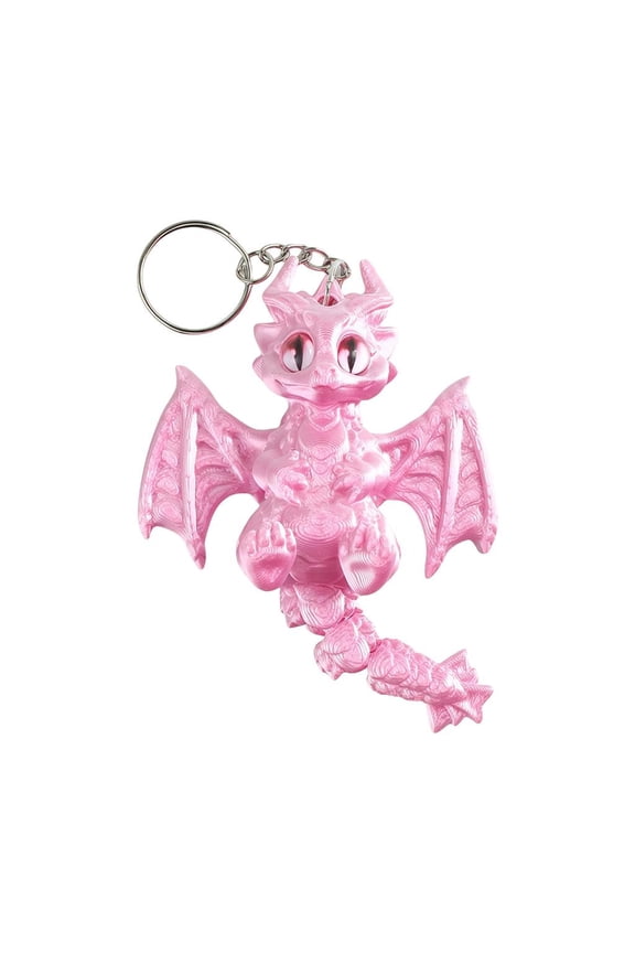 Tibvox Safe 3D Printed Plastic Western Dragon Keychain With Articulated Wing And Tail Key Holder For Play And Decoration