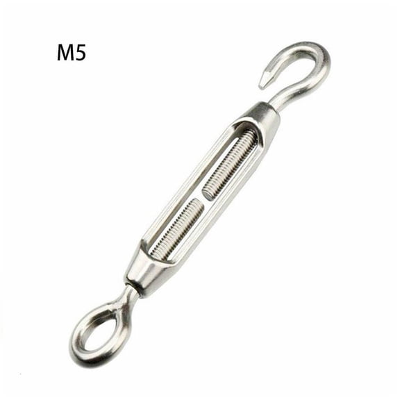 Tibvox Silver Stainless Steel 304 Turnbuckles M6 Adjust Chain Rigging Hook & Eye Turnbuckle Wire Rope Tension Device Line OC Ty