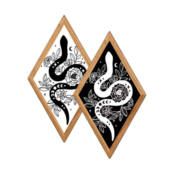 Tibvox Snake Shaped Room Wall Decors Wood Snake Wall Hangings Pendants for Apartment Home