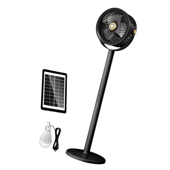 Tibvox Solar Standing Fan Telescopic Desk Fan for Outdoor Activity And Indoor Cooling