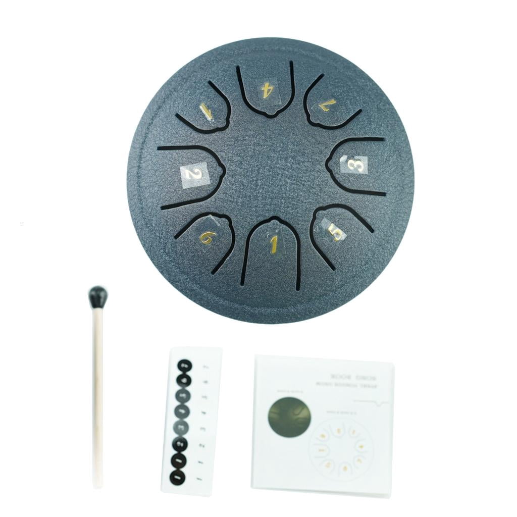 Tibvox Steel Tongue Drum 4.5Inch 8 Notes Ethereal Drum Tone C Keys Handpan Hand Drum