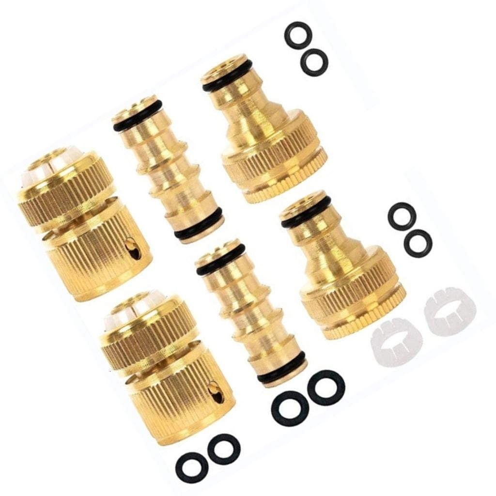 Tibvox Strong Brass Hose Adapters Universal Quick Connection Couplers for Faucets Garden Hoses & Washing Machine Tubes