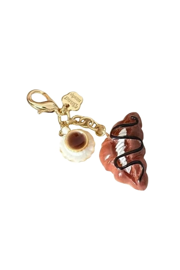 Tibvox Trendy Coffee Bread Pendant Keychain Fashionable Accessory for Keys and Coins