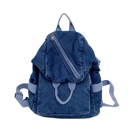 Tibvox Trendy Denims Backpack College Laptop School Bag Multifunctional Shoulder Bag