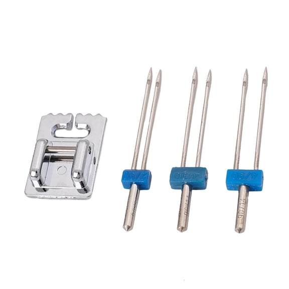 Tibvox Twin Needle Stretch Machine Needle and Presser Foot Set for Most Sewing Machine
