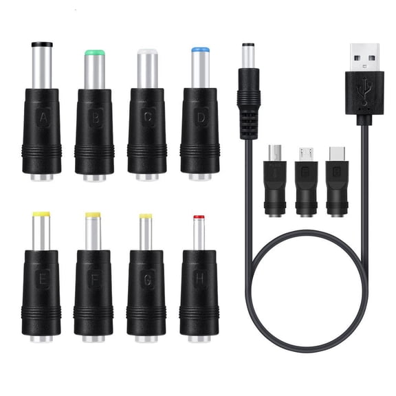 Tibvox Type C Micro USB Plug Charge Cord for Cellphone Fan Speaker Router LED Lamp USB to 5.5x2.1mm 3.5mm 4.0mm 4.8mm 6.4mm