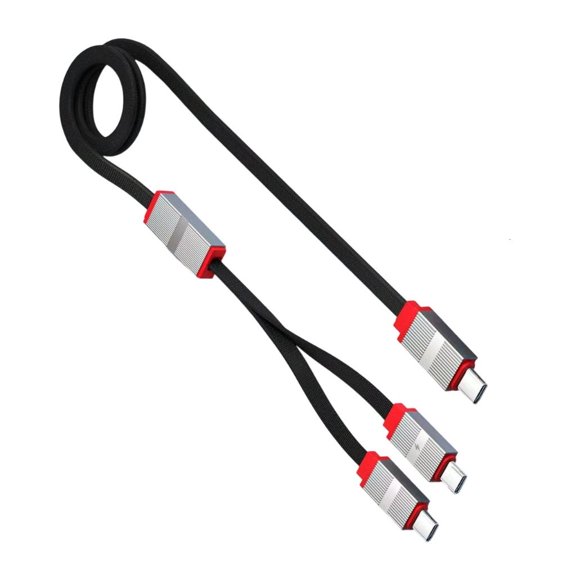 Tibvox USB A/Type C to Double Type C Splitter Chargers Cable 1.5m Length Double Port Fast Charge For Multiple Devices Simultaneously