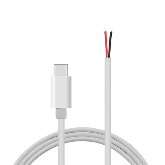Tibvox USB C Pigtail 2 Cores Cable DIY Power Wire for LED Light Routers Cameras