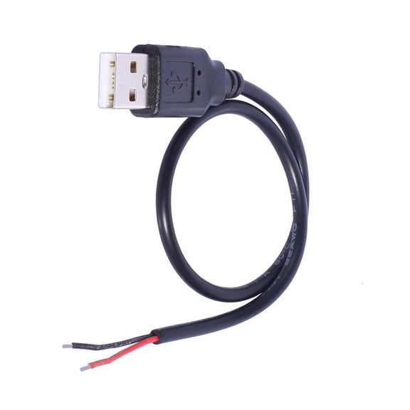 Tibvox USB Male 2Pin Wire Pigtail Cable Black USB Power with 2Pin Wire Connector