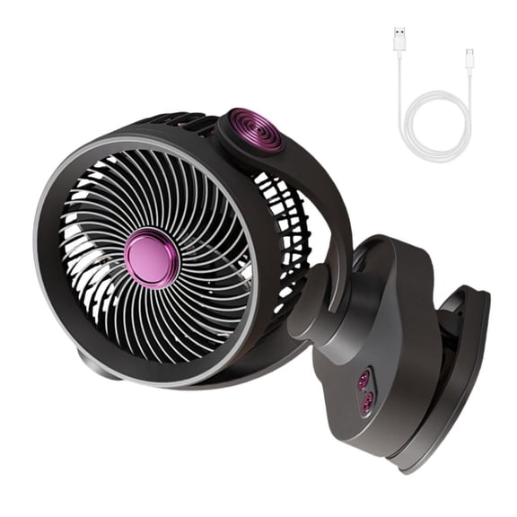 Tibvox USB Rechargeable Clip On Desk Fan With Night Light 3 Speed Quiet Operation