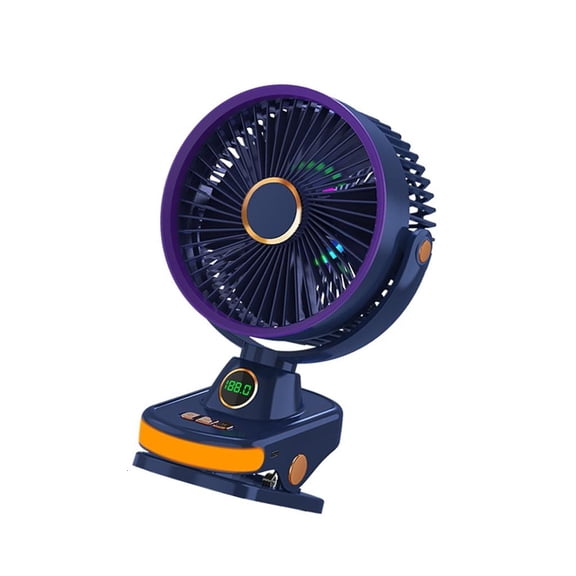 Tibvox USB Rechargeable Clip On Desk Fan With Night Light 5 Speeds Quiet Operation