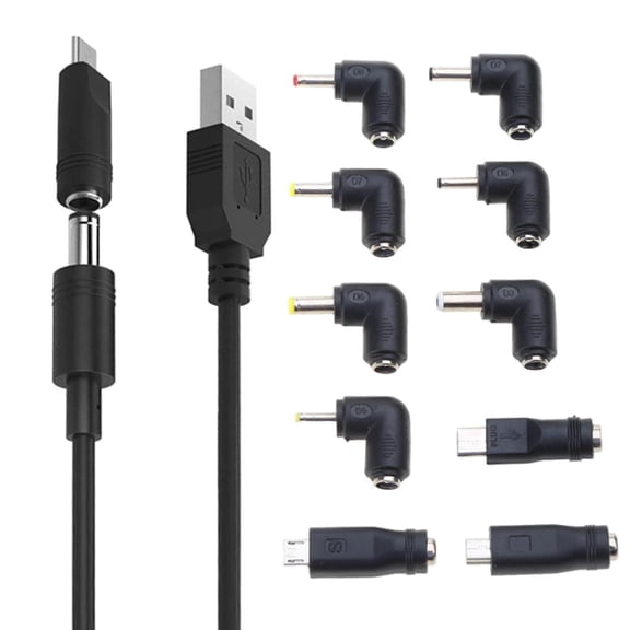 Tibvox USB to DC5V Charging Cable DC5V Power Cable 5525 1735 4017 10pcs Adapters Plugs