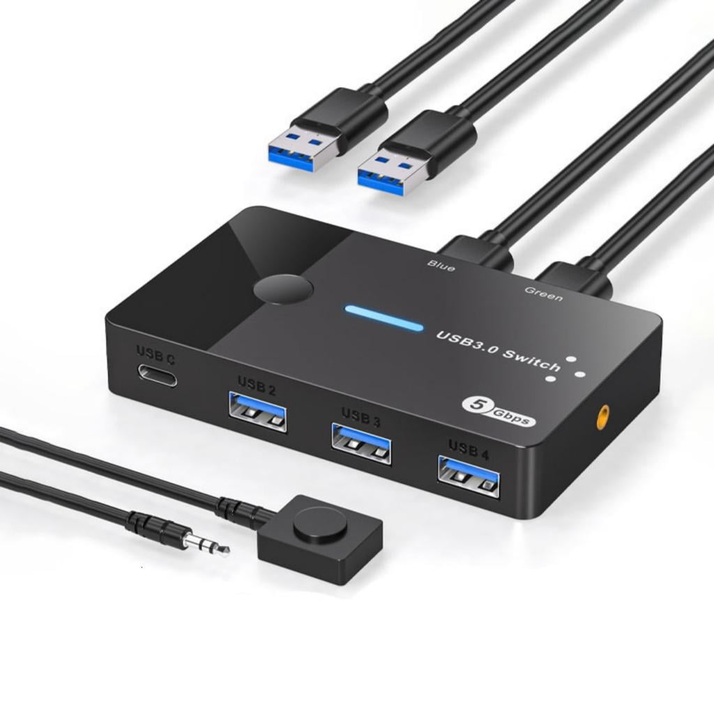 Tibvox USB3.0 KVM Switcher Hotkey Switcher For PC Keyboards Mouse Printer Scanner 2 Share