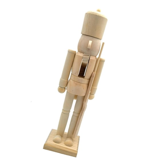 Tibvox Unpainted Wood Nutcrackers Craft Unfinished Christmas Figures Walnut Soldier