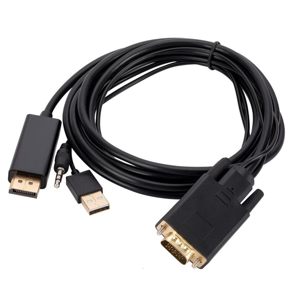 Tibvox VGA to Cord Connector Desktop Computers, Graphics Cards and Laptops Video Synchronization VGA to DP Adapter