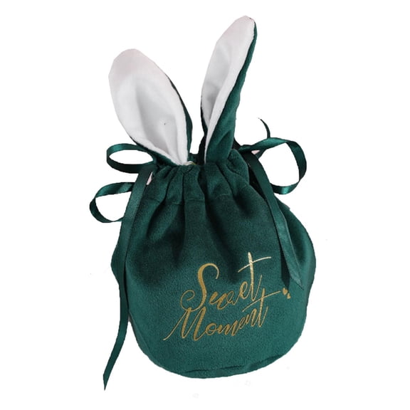 Tibvox Velvet Candy Storage Bag Bunny Ear Packaging Pouch Easter Gift Packing Bags for Chocolate Sweet Valentines Day Drawstring Jewelry Organizer