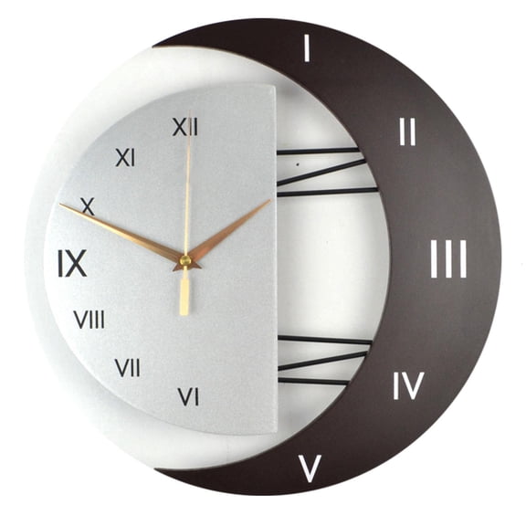 Tibvox Wall-Mounted Clock Silent for Sun and Moon Shape Decorative Easy to Read for Ind