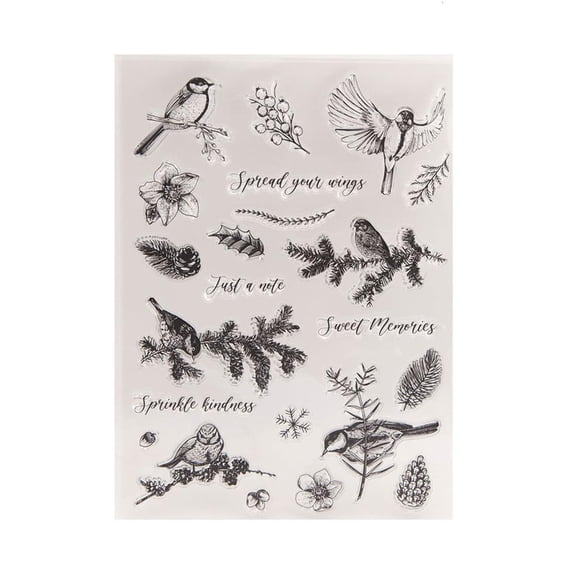 Tibvox Winter Birds Silicone Clear Stamps for Card Making Scrapbooking Embossing DIY