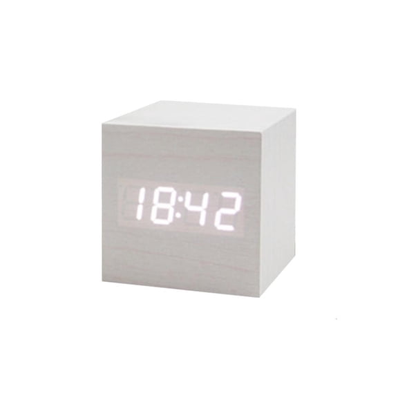 Tibvox Wood Cube Voice Control Alarm Clock Decorative Clock Party Decoration