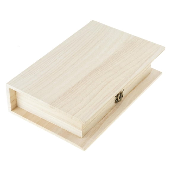 Tibvox Wood Rectangular Wooden Storage Box Hinged Lockable Clamshells Desktop Organiser