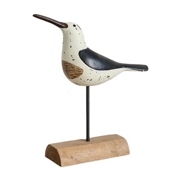 Tibvox Wooden Seagulls Figurines,Mediterranean Styles Bird Statues Ornament for Beach