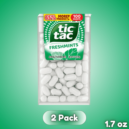 Tic Tac Breath Mints On-The-Go Refreshment – Portable 1.7oz 2 Pack, Long-Lasting Fresh Flavor, Pocket-Sized Mint Candy