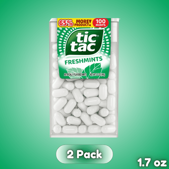 Tic Tac Breath Mints On-The-Go Refreshment – Portable 1.7oz 2 Pack, Long-Lasting Fresh Flavor, Pocket-Sized Mint Candy
