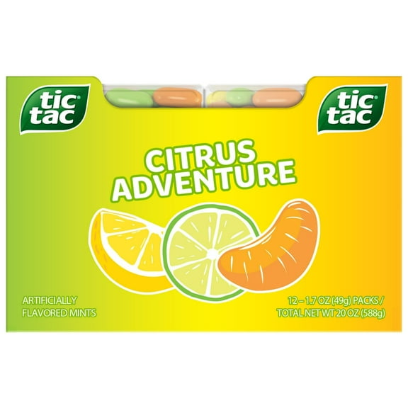 Tic Tac Citrus Adventure Mints, Bulk 12 Pack, Mints On the Go, 1.7 oz Each